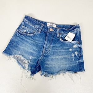 Free People Good Time Relaxed Short in Beach Bum Distressed Frayed Raw-Cut Hem